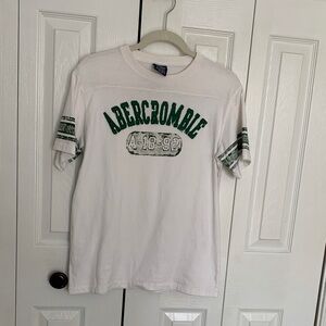Abercrombie White and Green Graphic Tee